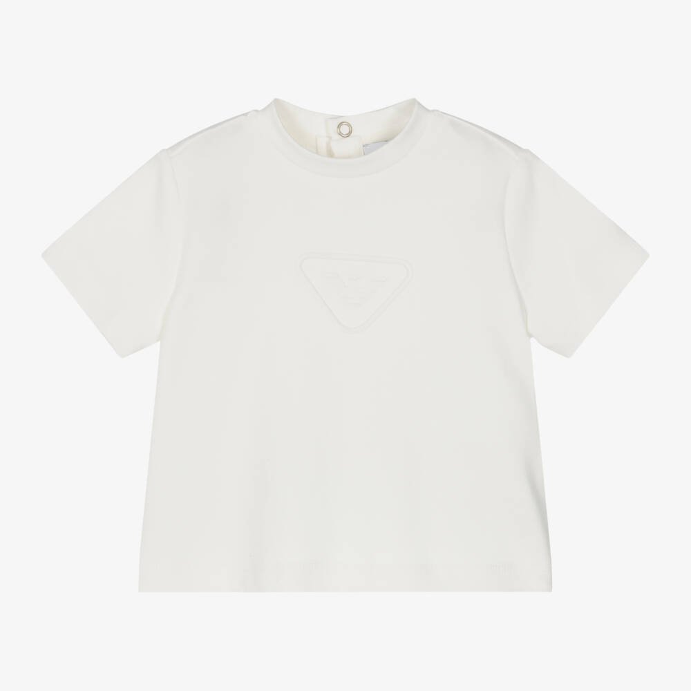 Emporio Armani-Мягкая белая футболка с орлом для мальчиков | Childrensalon Outlet