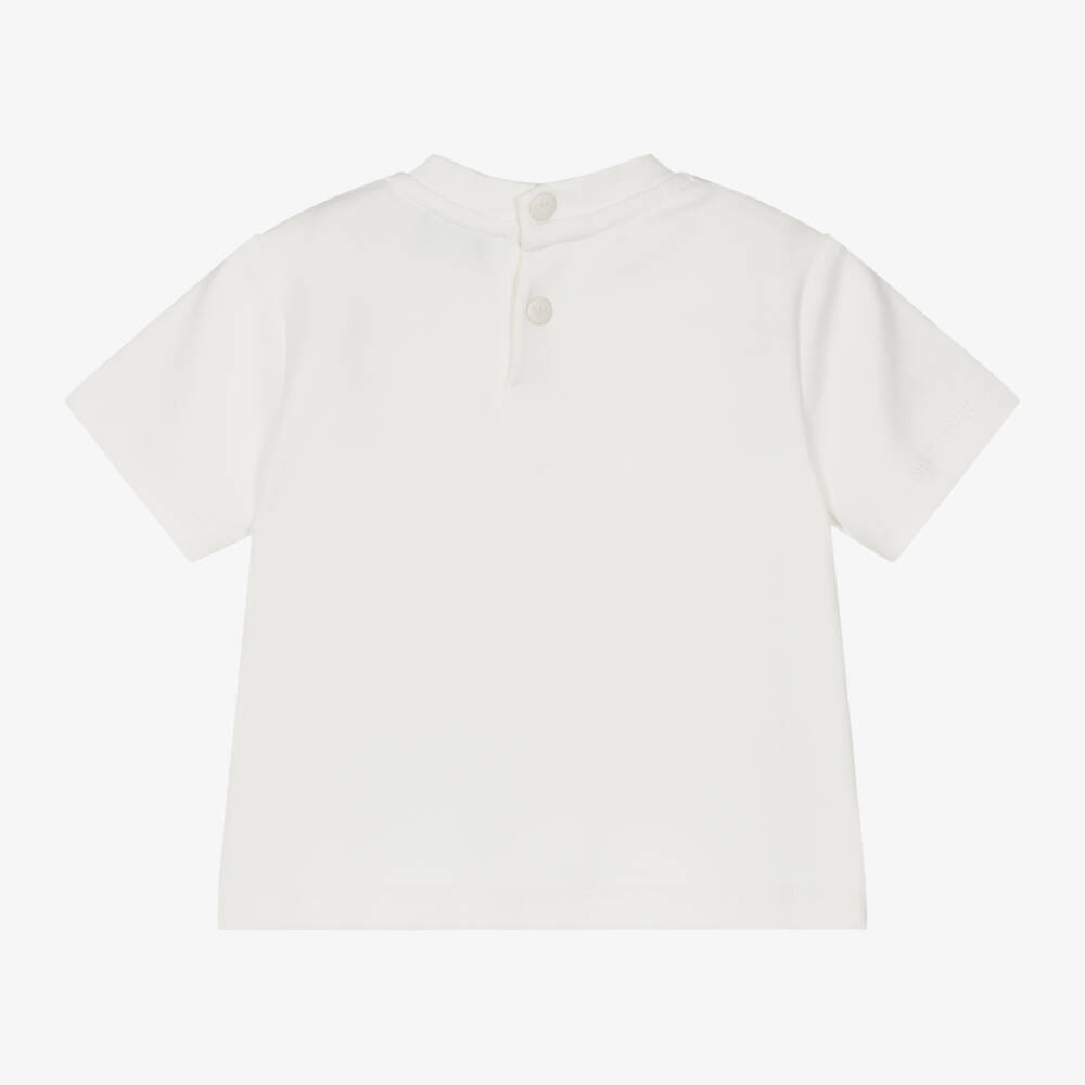 Emporio Armani-Boys Soft White Eagle Tee | Childrensalon Outlet