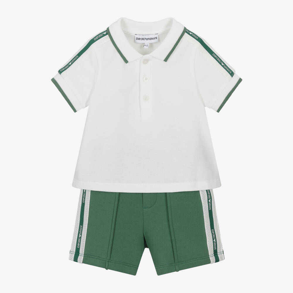 Emporio Armani-Спортивный зелено-белый комплект для мальчиков | Childrensalon Outlet
