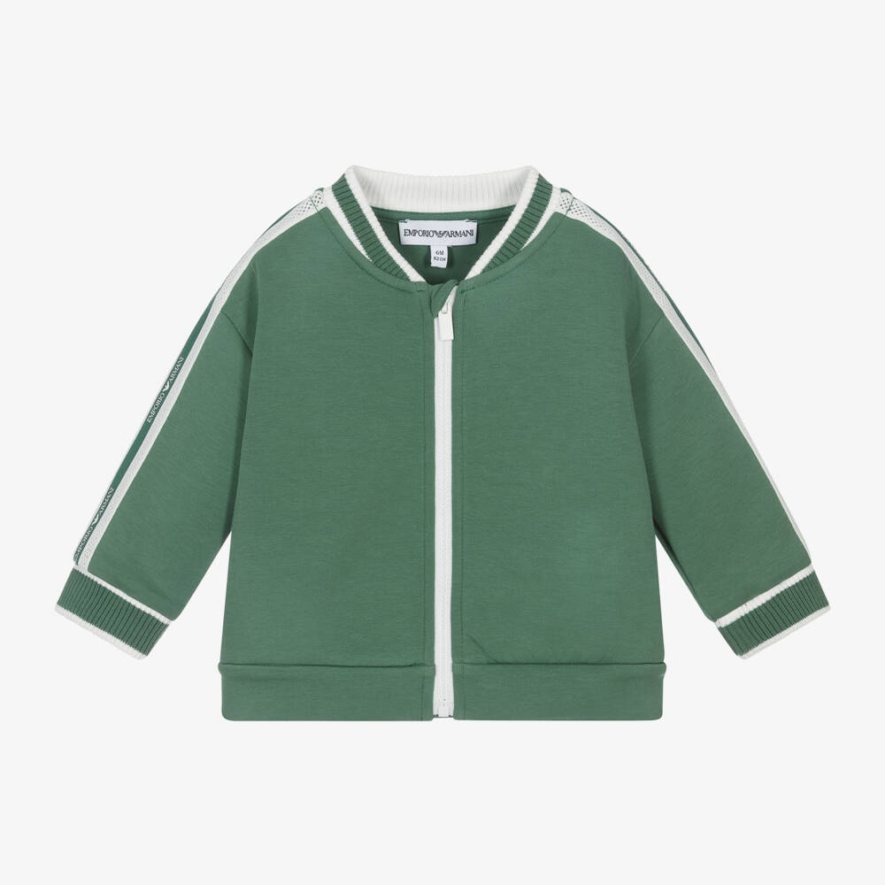 Emporio Armani-جاكيت رياضي أخضر بسحاب للأولاد | Childrensalon Outlet