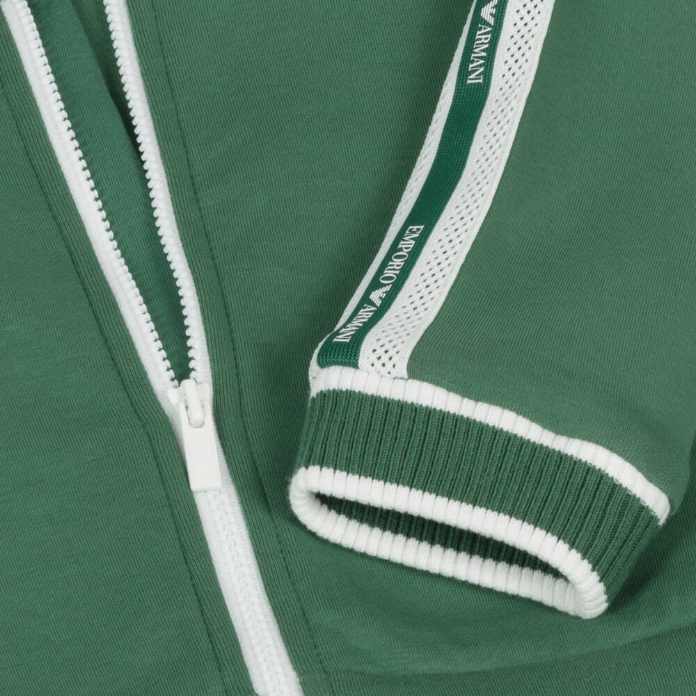Emporio Armani-Boys Sporty Green Zip Jacket | Childrensalon Outlet