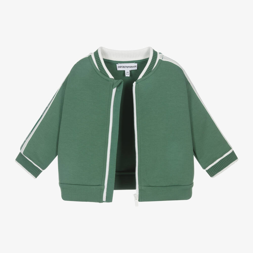 Emporio Armani-Boys Sporty Green Zip Jacket | Childrensalon Outlet