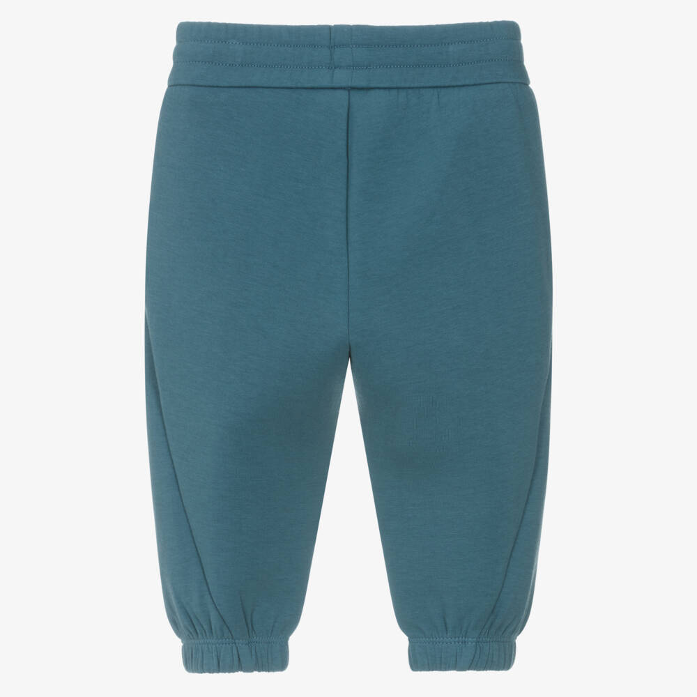 Emporio Armani-Boys Teal Blue Joggers with Rubberised Logo | Childrensalon Outlet