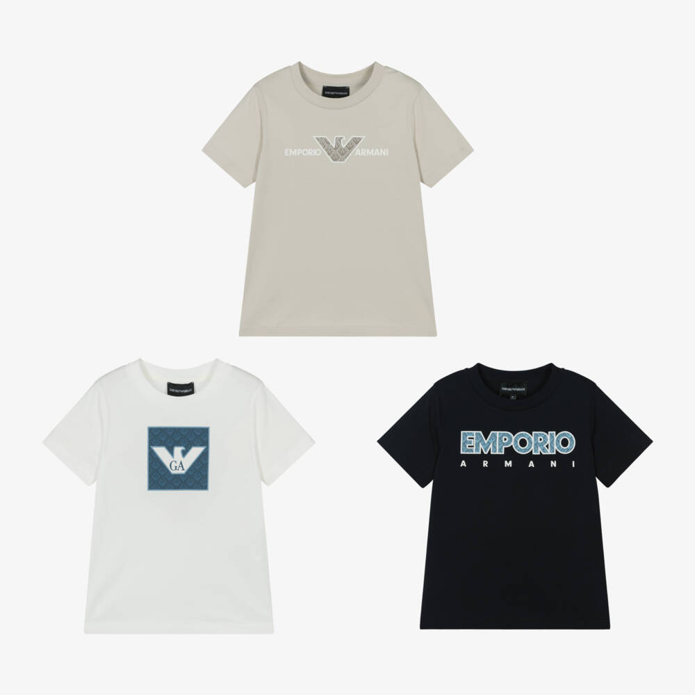 Emporio Armani-Футболки из хлопка с логотипом для мальчиков | Childrensalon Outlet