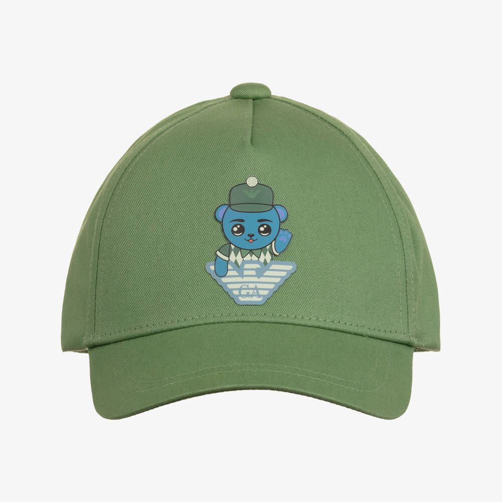 Emporio Armani-Кепка для мальчиков из зелёного твила для приключений | Childrensalon Outlet