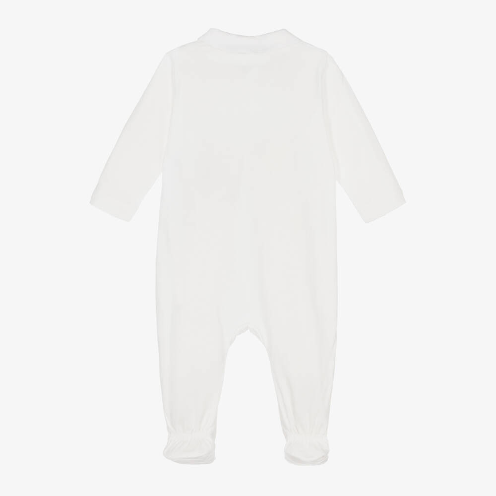 Emporio Armani-Boys White & Blue Logo Romper | Childrensalon Outlet
