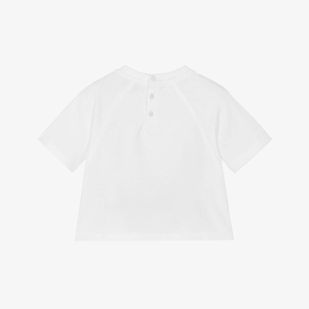 Emporio Armani-Boys White Cotton Embossed Logo T-Shirt | Childrensalon Outlet