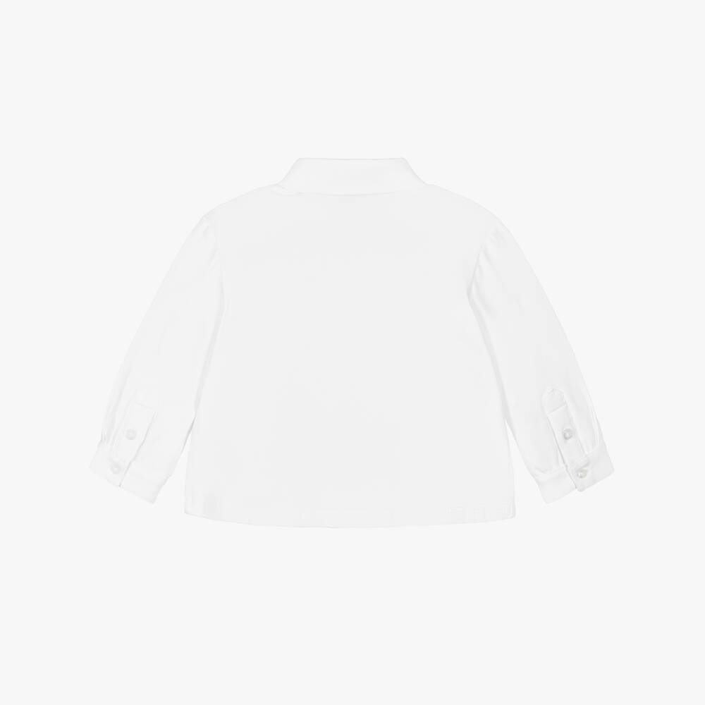 Emporio Armani-Boys White Cotton Jersey Long Sleeved Shirt | Childrensalon Outlet