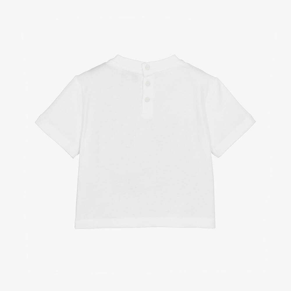 Emporio Armani-Boys White Cotton Jersey T-Shirt with Baseball Motifs | Childrensalon Outlet