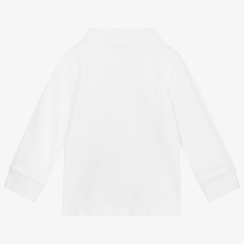 Emporio Armani-Белая рубашка поло из хлопка для мальчиков | Childrensalon Outlet