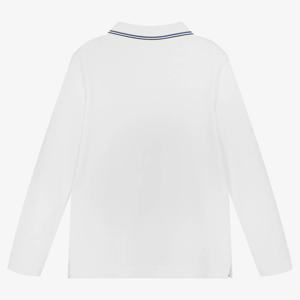 Emporio Armani-توب بولو قطن بيكيه لون أبيض للأولاد | Childrensalon Outlet