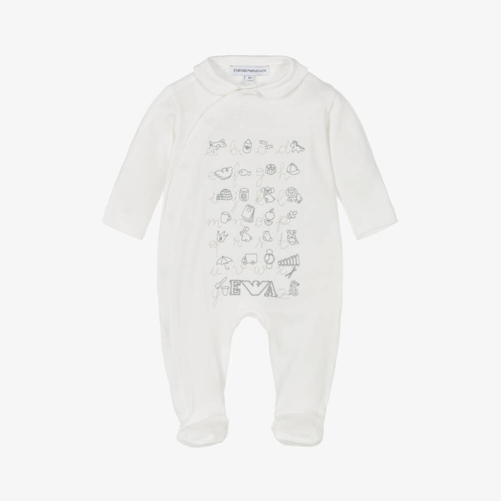 Emporio Armani-أفرول بيبي غرو قطن لون أوف وايت للأطفال | Childrensalon Outlet
