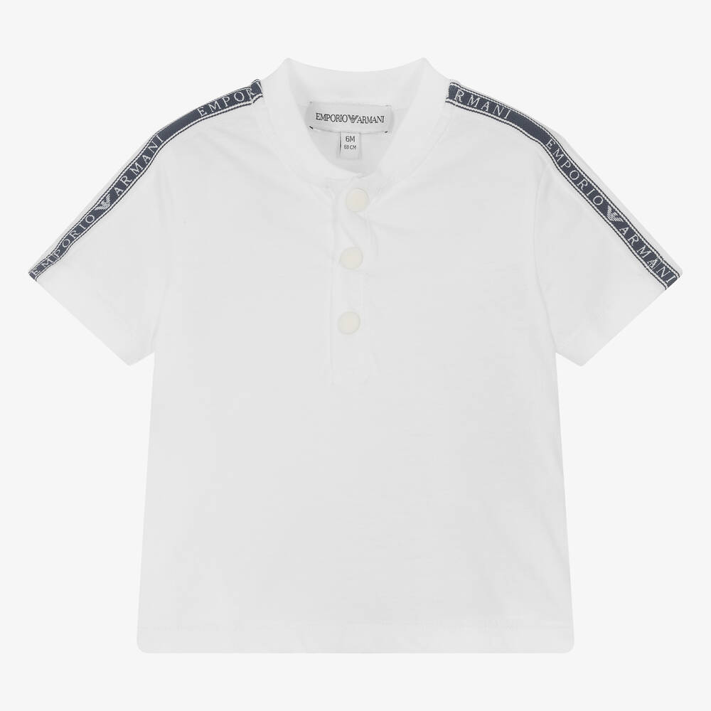 Emporio Armani-تيشيرت قطن لون أبيض للأولاد | Childrensalon Outlet