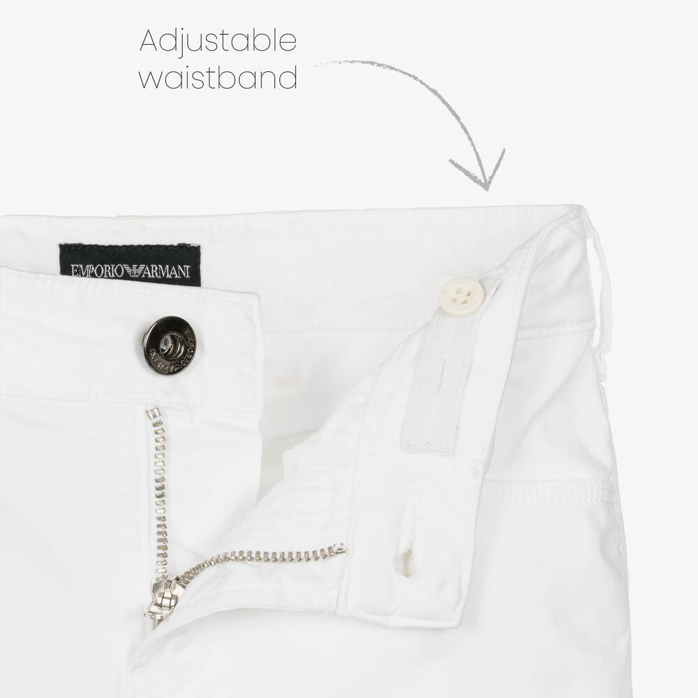 Emporio Armani-Boys White Cotton Trousers | Childrensalon Outlet