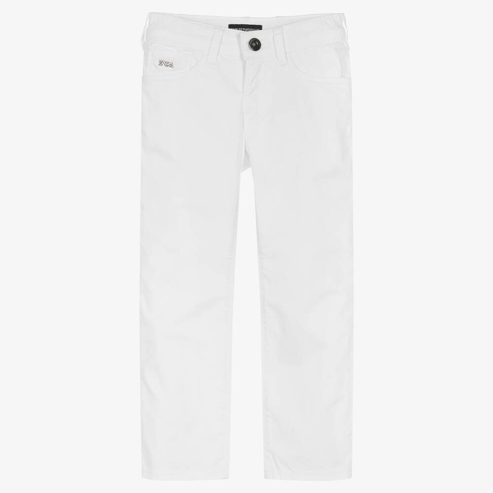 Emporio Armani-بنطلون مزيج قطن لون أبيض للأولاد | Childrensalon Outlet