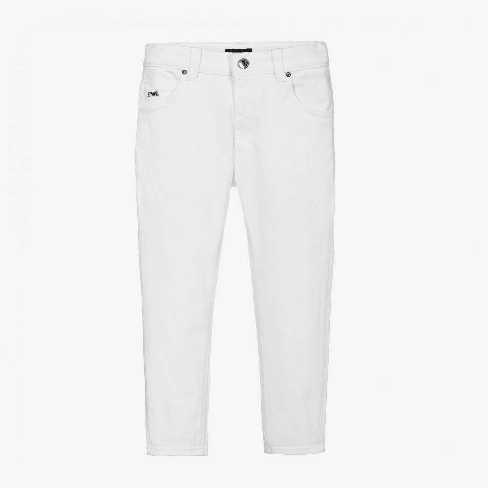 Emporio Armani - Boys White Denim Jeans | Childrensalon