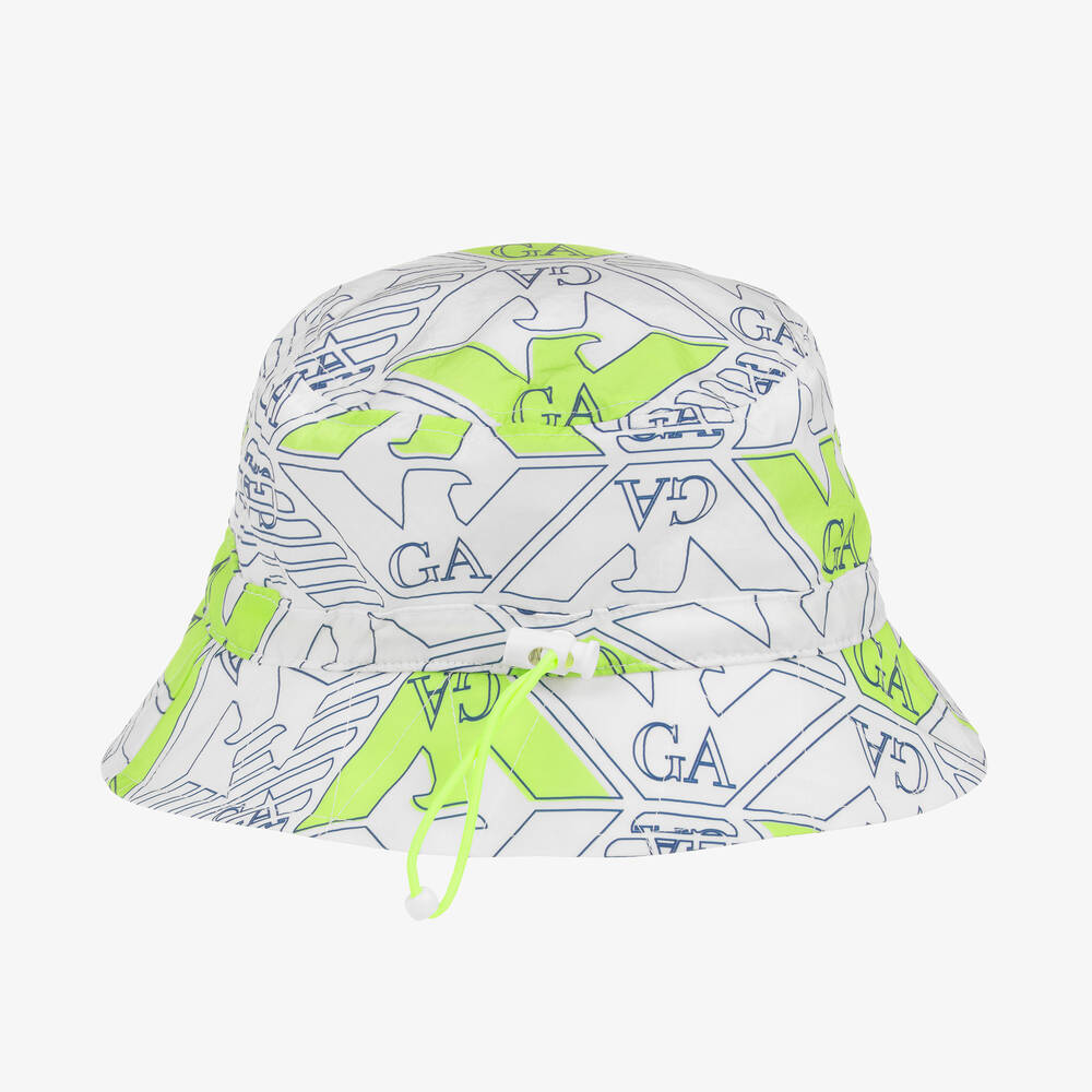 Emporio Armani-Boys White Eagle Print Bucket Hat | Childrensalon Outlet