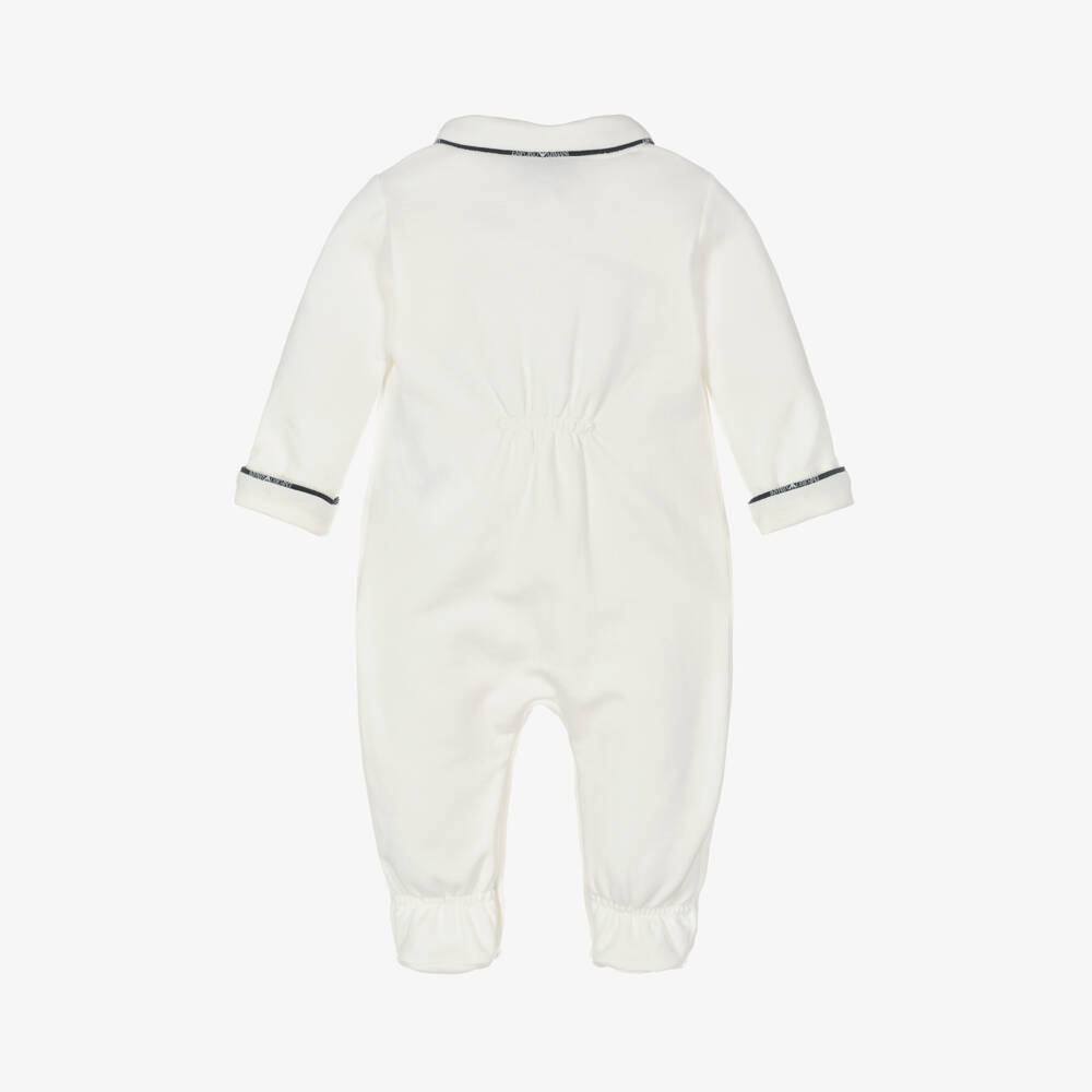 Emporio Armani-Boys White Jersey Sleepsuit | Childrensalon Outlet