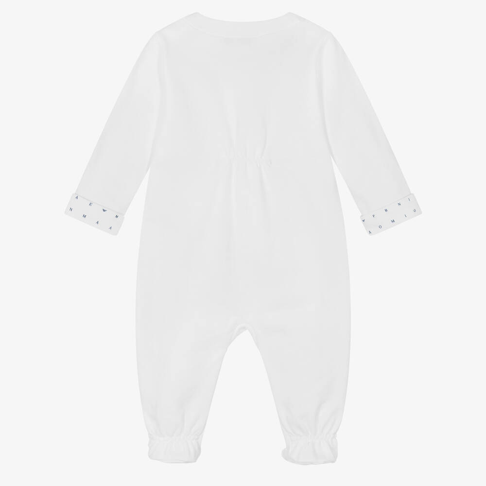 Emporio Armani-Белый хлопковый комбинезон | Childrensalon Outlet