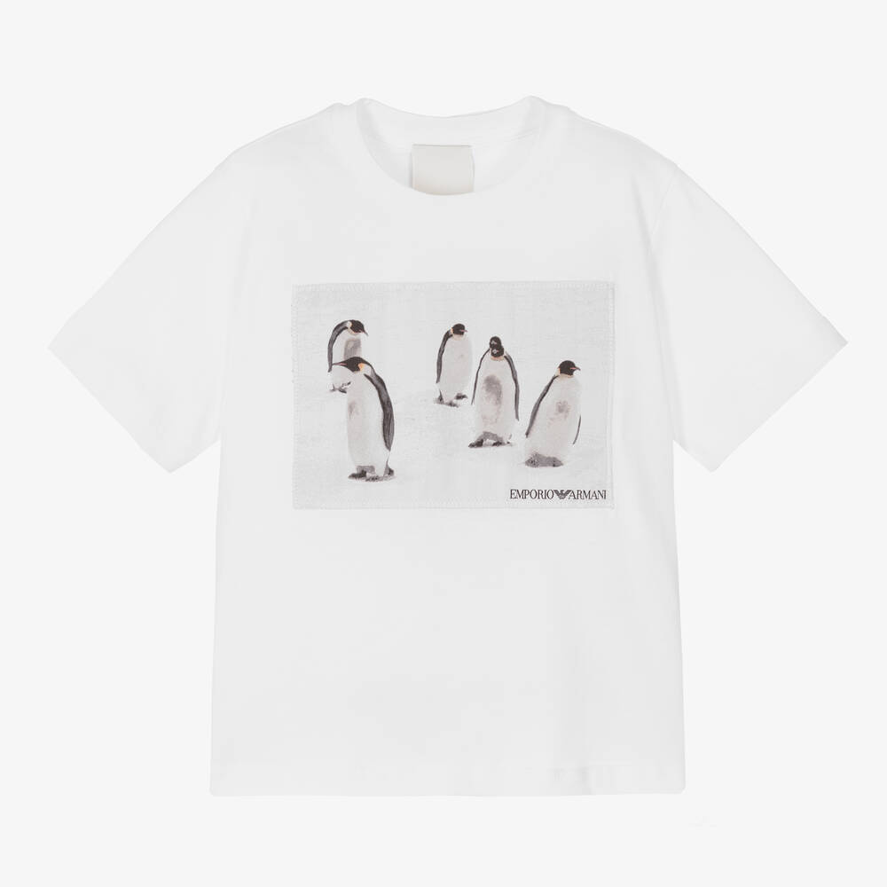 Emporio Armani-Boys White Penguin T-Shirt | Childrensalon Outlet