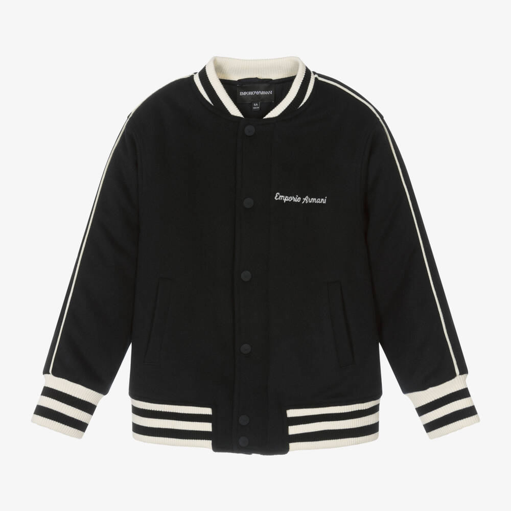 Emporio Armani-Boys Wool Navy Bomber Jacket | Childrensalon Outlet