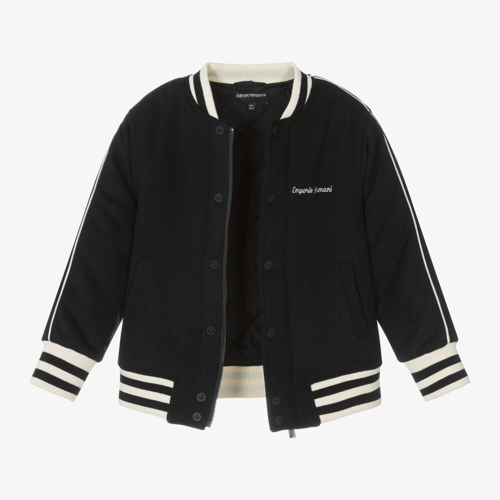 إEmporio Armani-جاكيت فارسيتي صوف لون كحلي للأولاد | Childrensalon Outlet