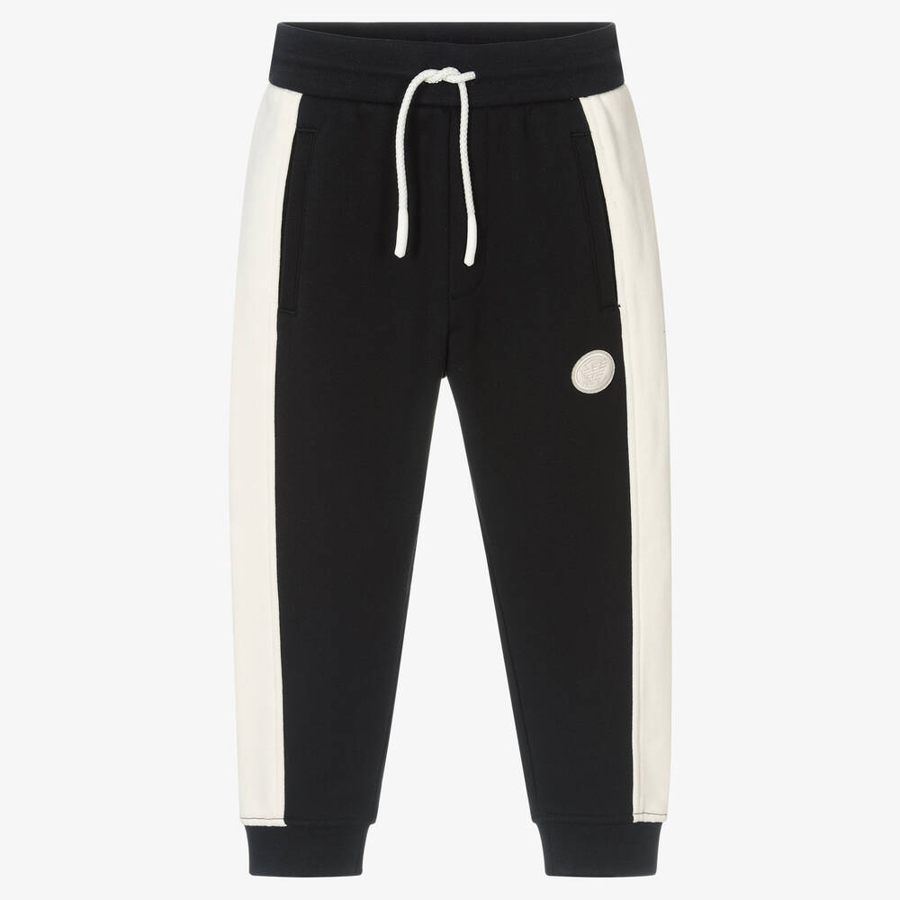 Emporio Armani-جوغرز قطن لون أزرق داكن وعاجي للأولاد | Childrensalon Outlet