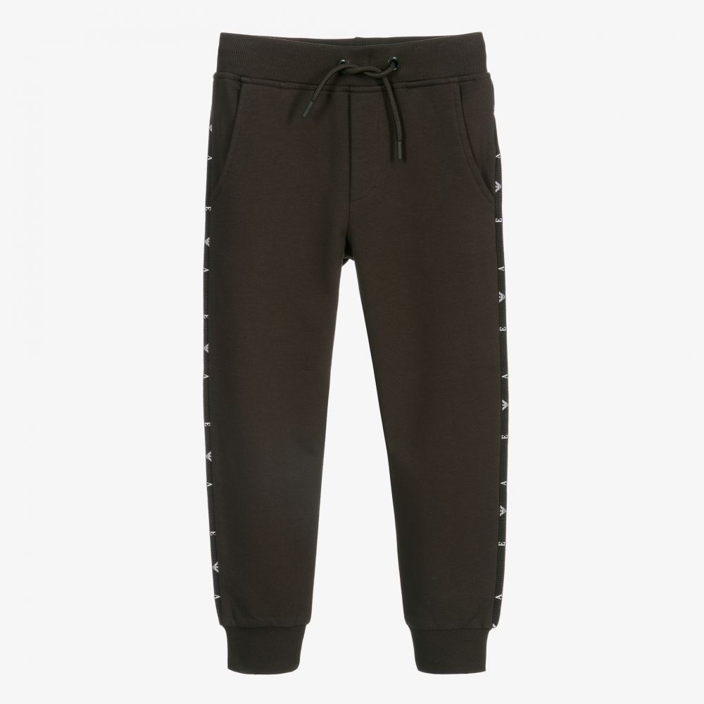 Emporio Armani - Dunkelgrüne Jogginghose mit Streifen | Childrensalon