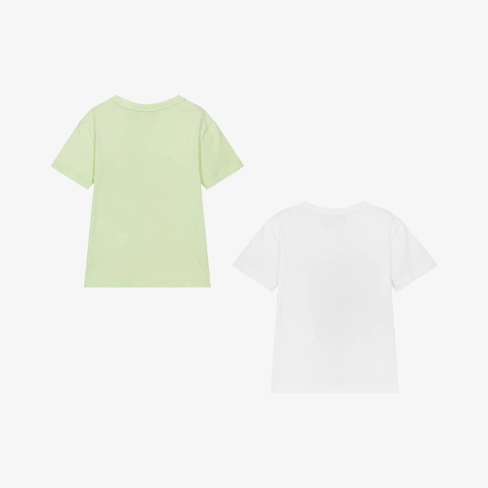 Emporio Armani-Girls 2-Pack White & Green Tees | Childrensalon Outlet