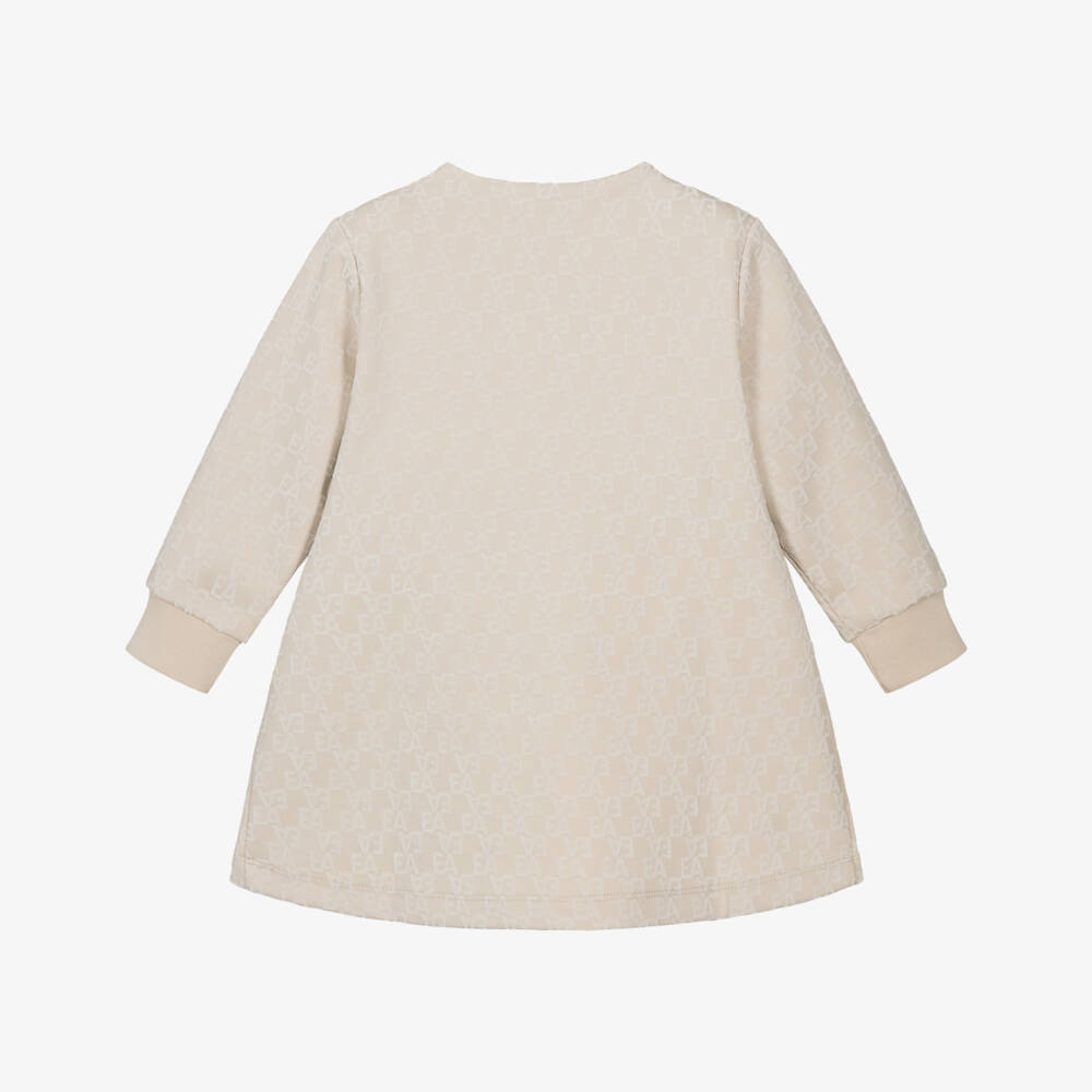 Emporio Armani-Girls Beige Jersey EA Logo Dress | Childrensalon Outlet
