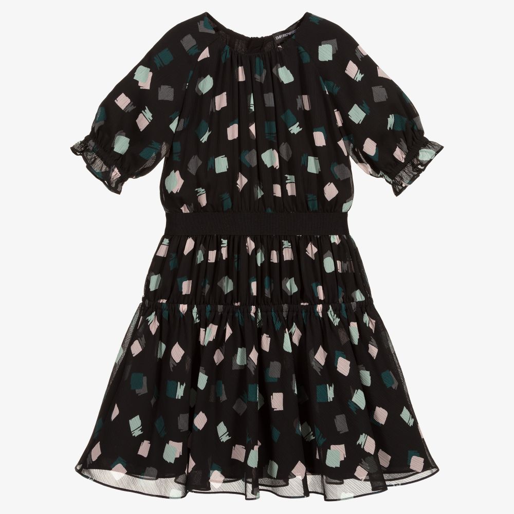 Emporio Armani - Schwarzes Chiffonkleid für Mädchen | Childrensalon