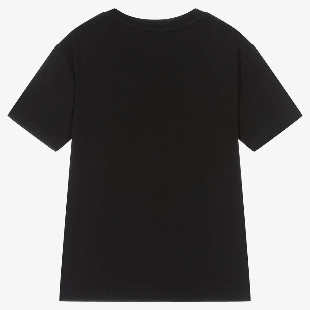 Emporio Armani-Girls Black Cotton T-Shirt | Childrensalon Outlet