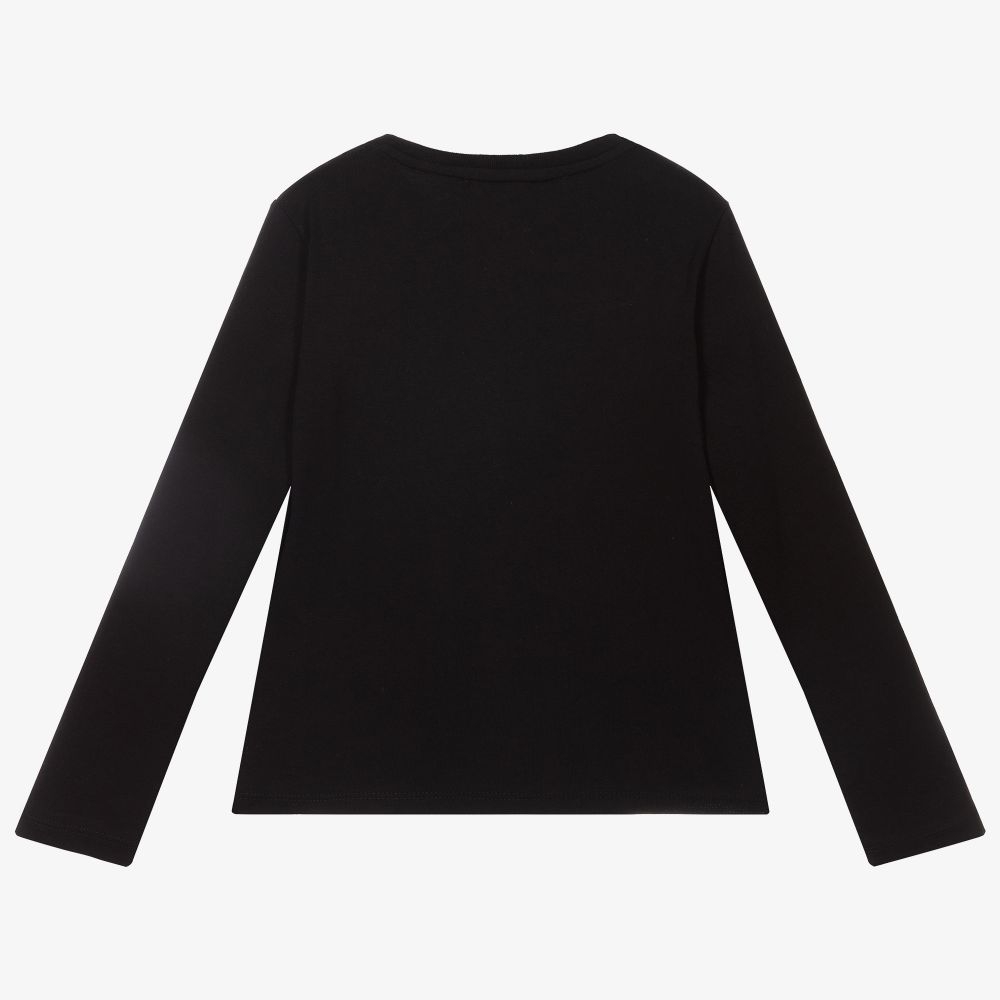 Emporio Armani-Girls Black Cotton Top | Childrensalon Outlet