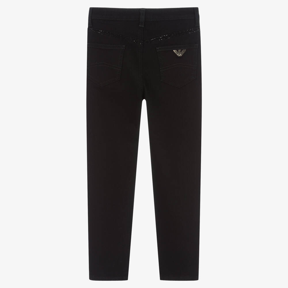 Emporio Armani-Girls Black Diamanté Skinny Denim Jeans | Childrensalon Outlet