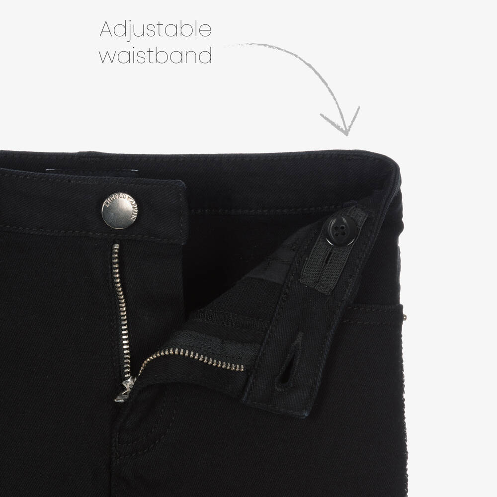 Emporio Armani-Girls Black Diamanté Skinny Denim Jeans | Childrensalon Outlet