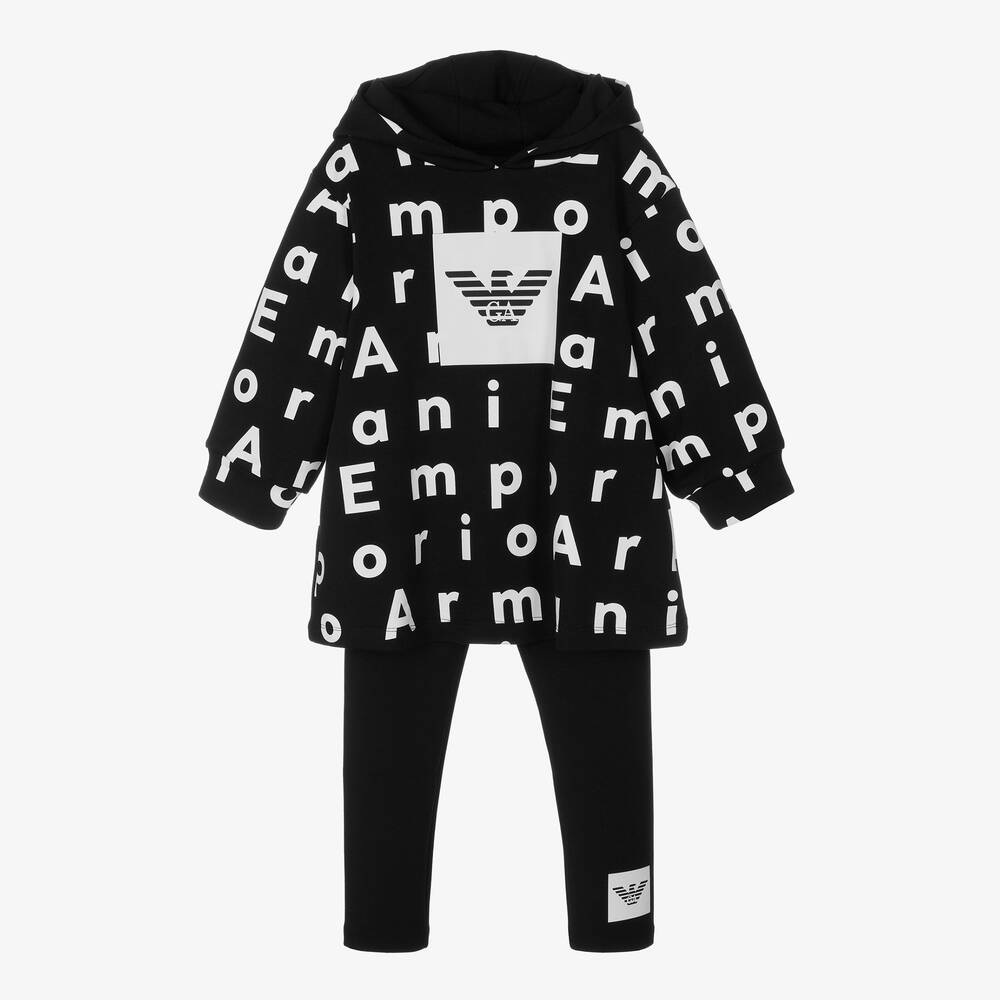 Emporio Armani - طقم ليغنغز قطن لون أسود للبنات | Childrensalon