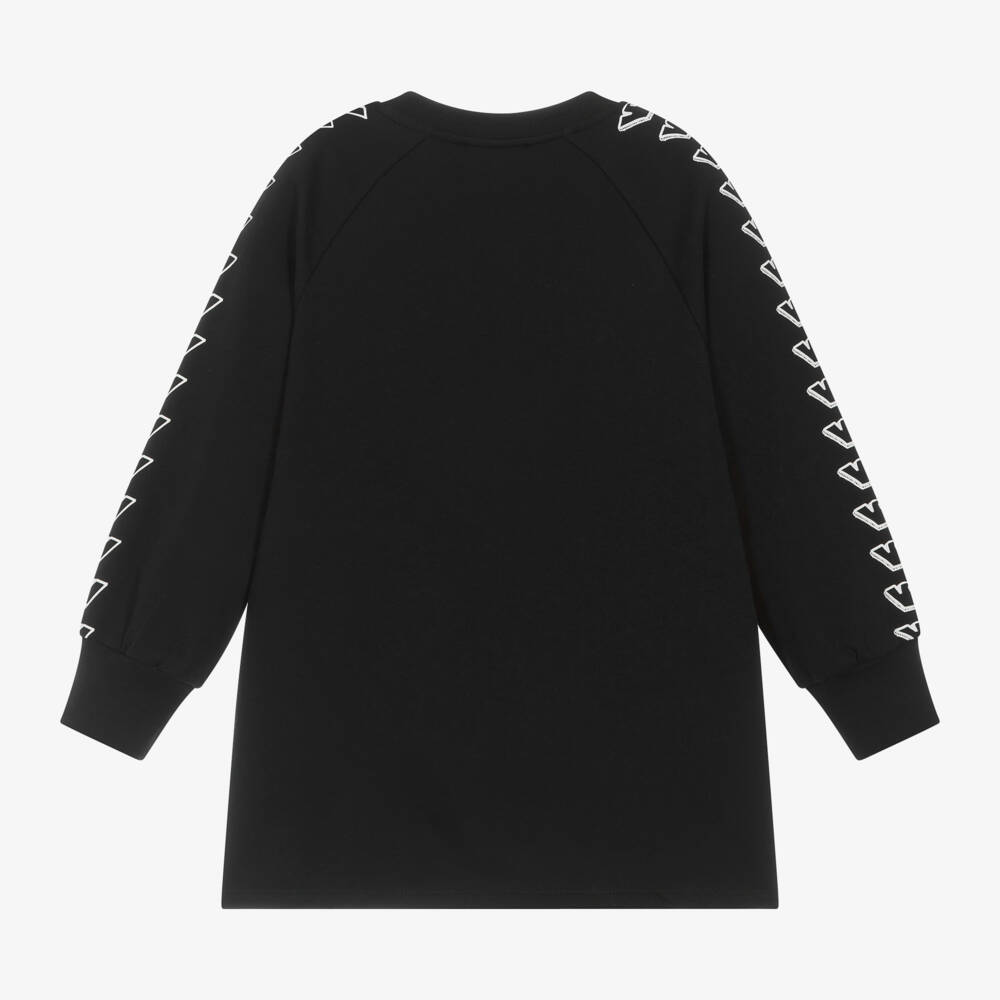 Emporio Armani-فستان سويتشيرت قطن لون أسود | Childrensalon Outlet
