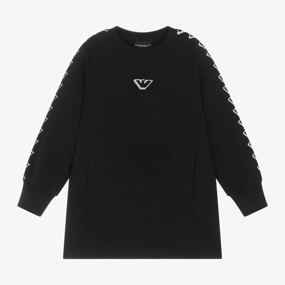 Emporio Armani-Girls Black Logo Sweatshirt Dress | Childrensalon Outlet