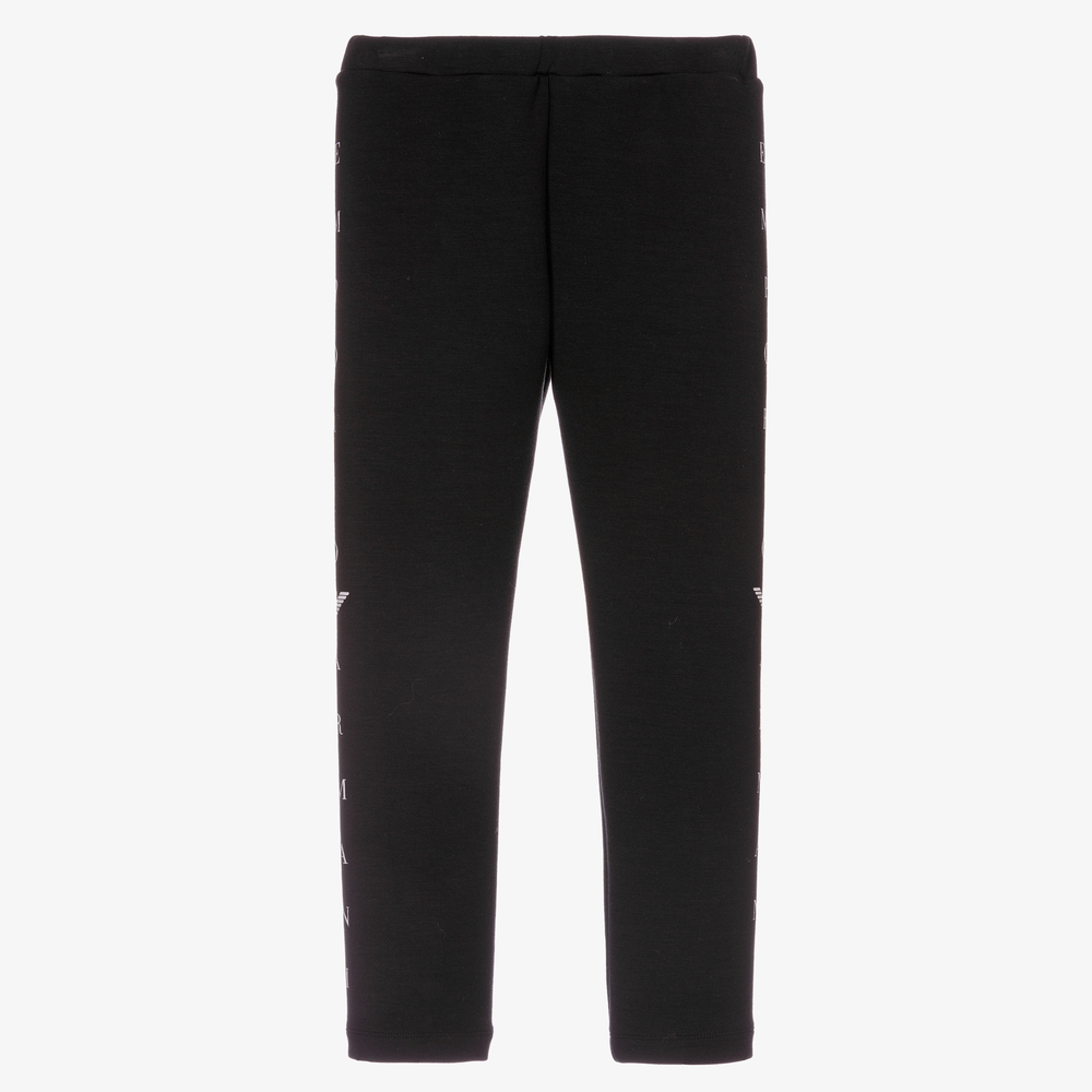 Emporio Armani - Girls Black Modal Leggings | Childrensalon