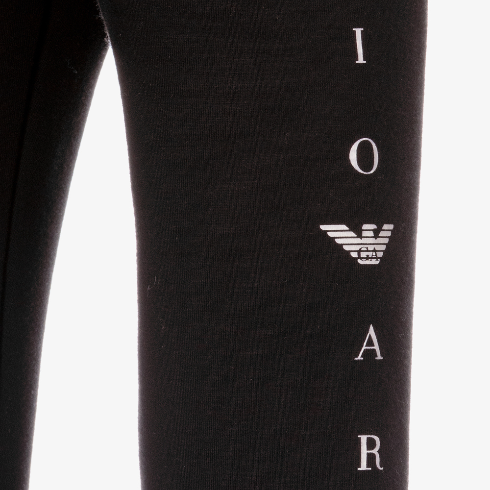 Emporio Armani-Girls Black Modal Leggings | Childrensalon Outlet