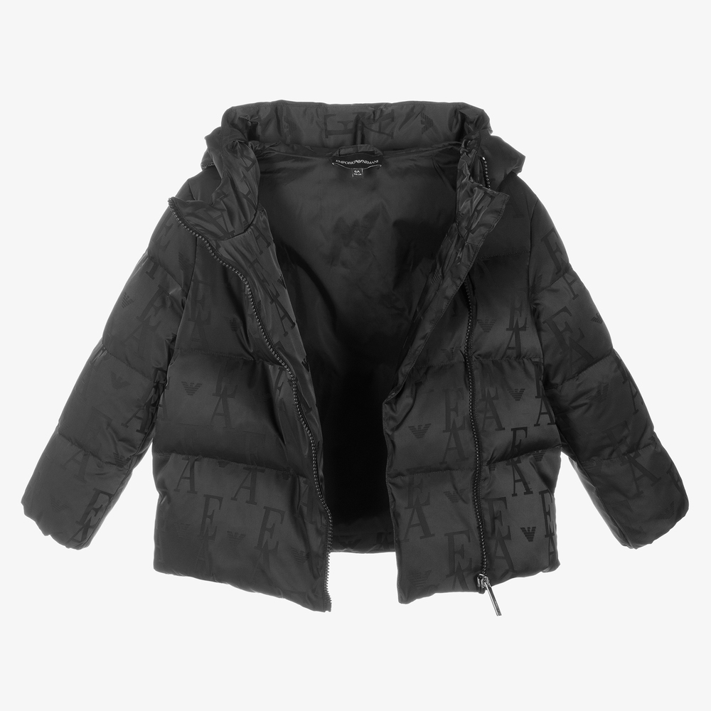 Emporio Armani-Черный пуховик для девочек | Childrensalon Outlet
