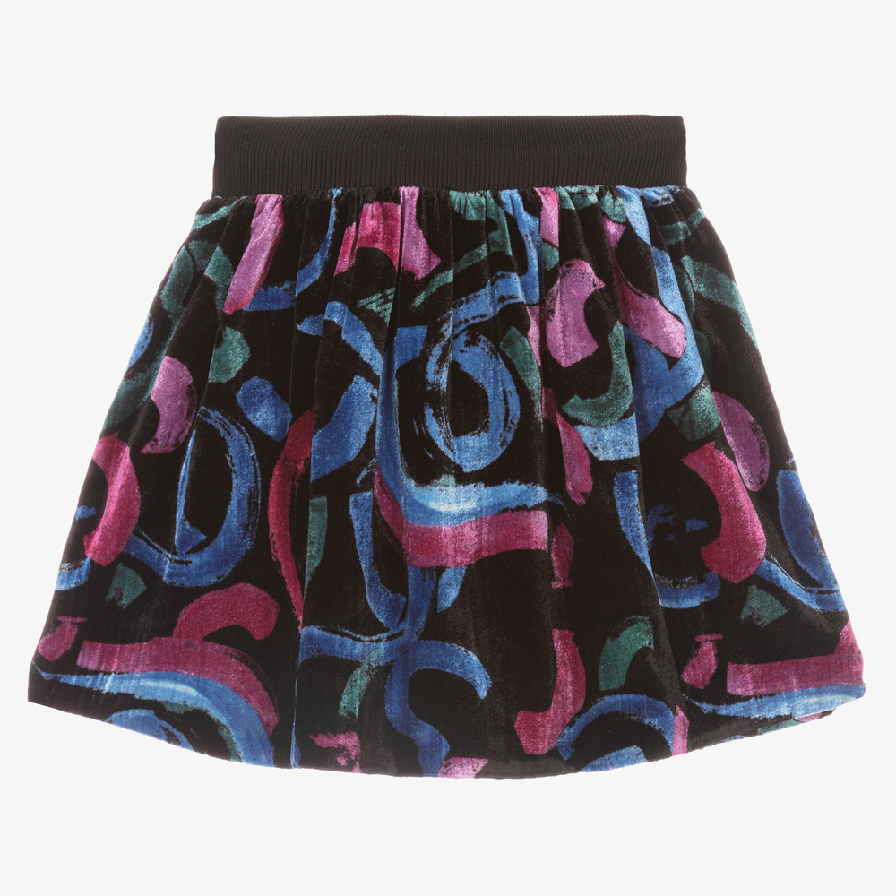 إEmporio Armani-تنورة فيسكوز قطيفة لون أسود | Childrensalon Outlet