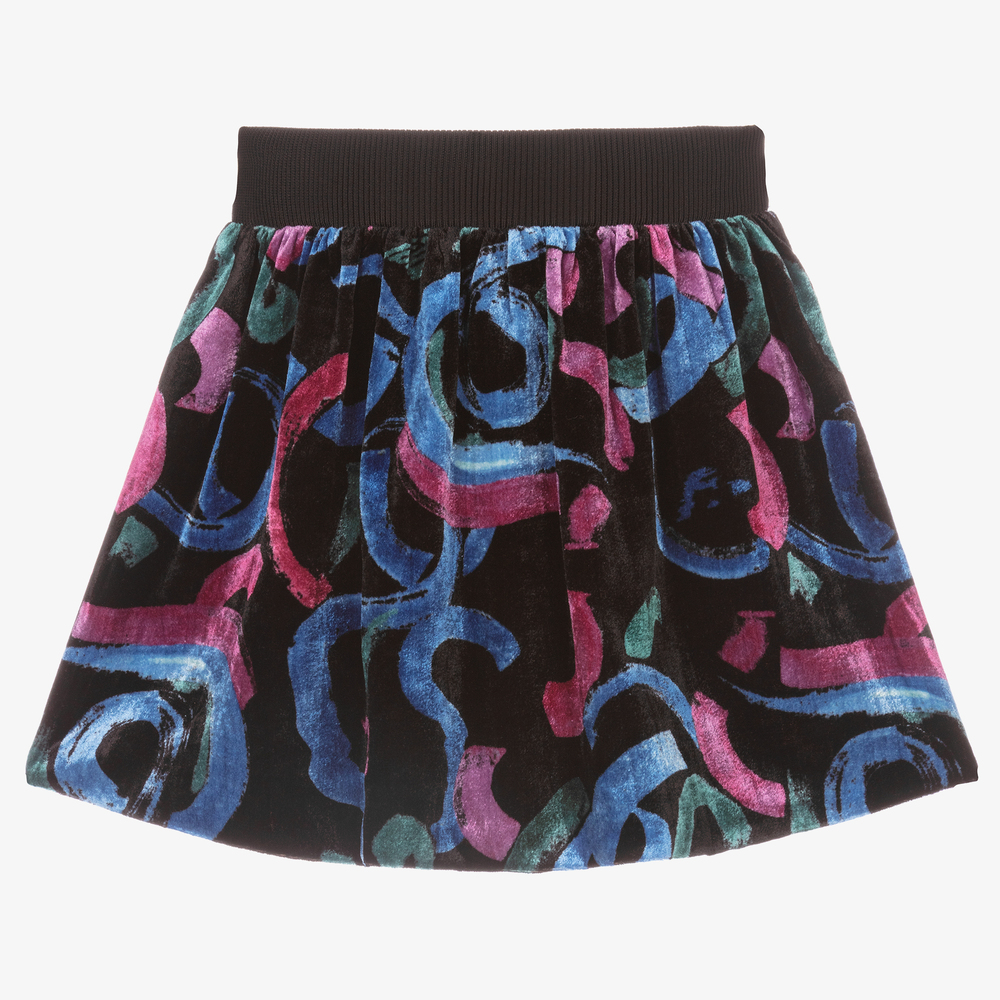 Emporio Armani-Girls Black Velour Skirt | Childrensalon Outlet