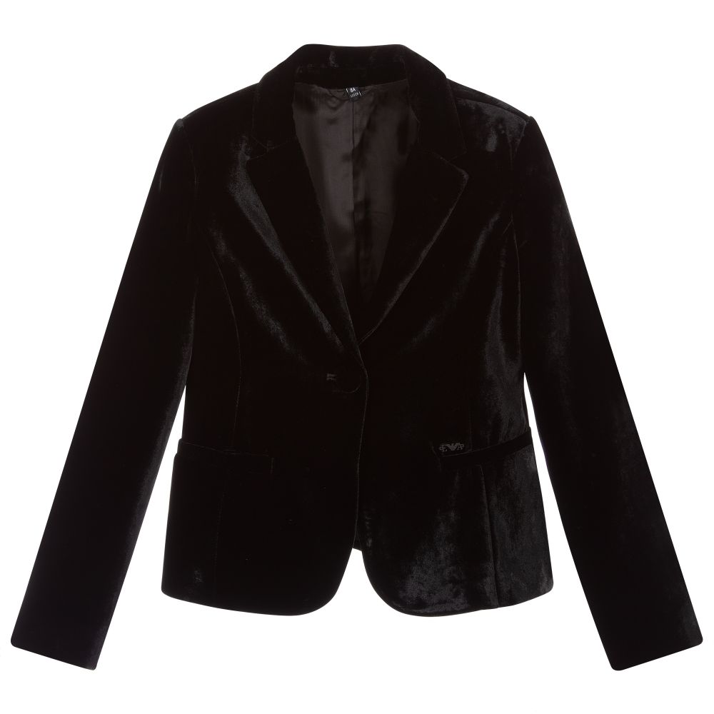 Emporio Armani - Girls Black Velvet Blazer | Childrensalon