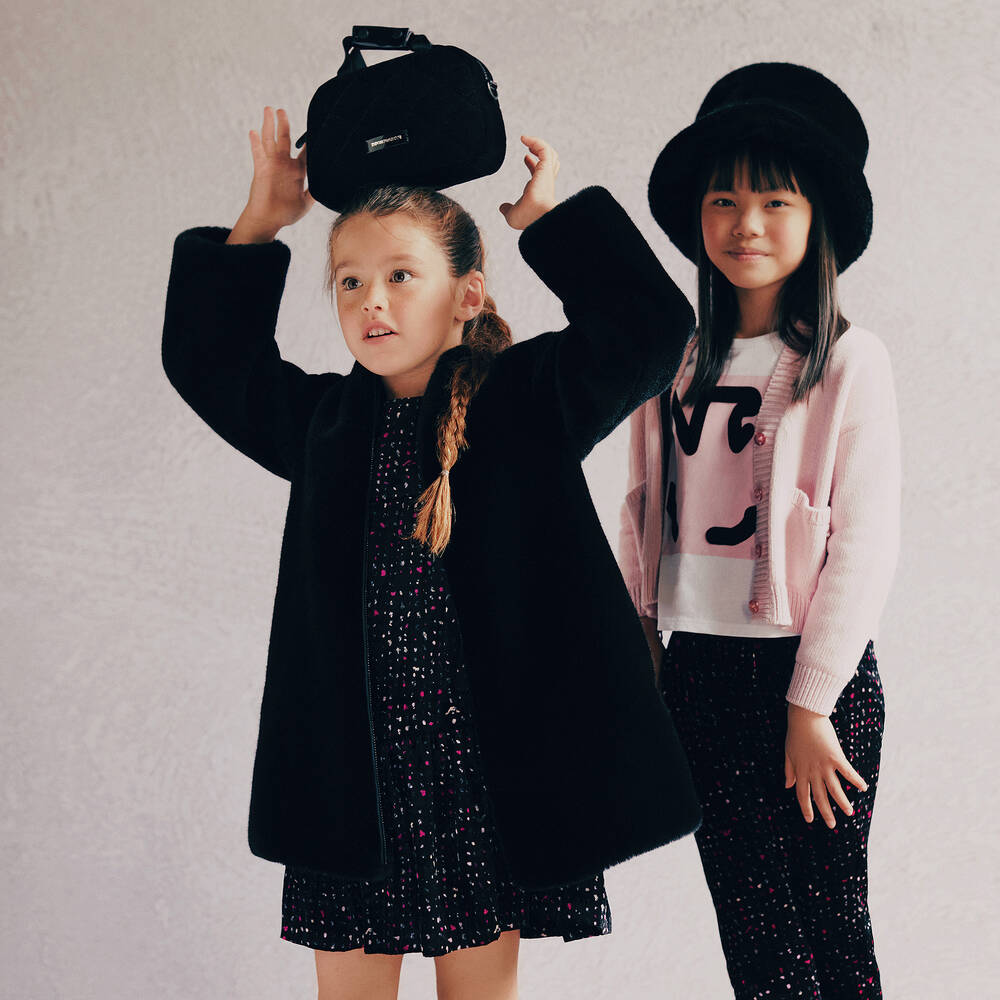 Emporio Armani-Girls Black Velvet Dress | Childrensalon Outlet