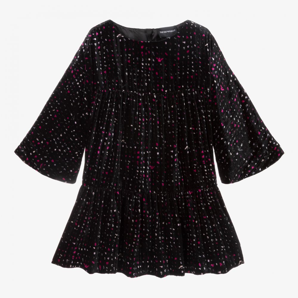 Emporio Armani - Черное бархатное платье для девочек | Childrensalon