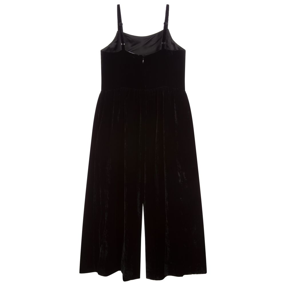 إEmporio Armani-جمبسوت مزيج حرير مخمل لون أسود للبنات | Childrensalon Outlet