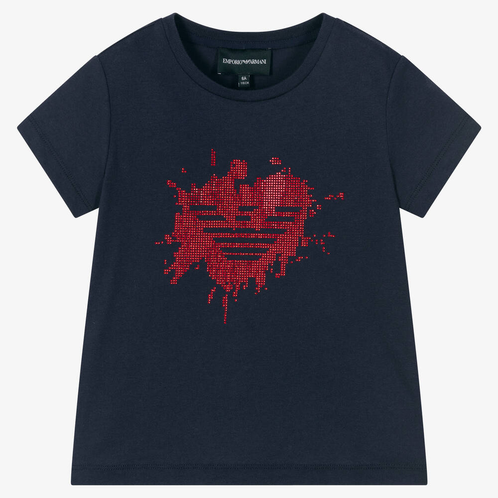 Emporio Armani - Blaues Baumwoll-T-Shirt mit Adler | Childrensalon