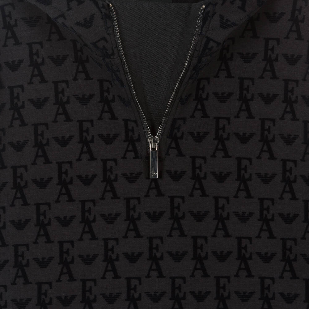 Emporio Armani-Girls Blue Cotton Hooded Top | Childrensalon Outlet