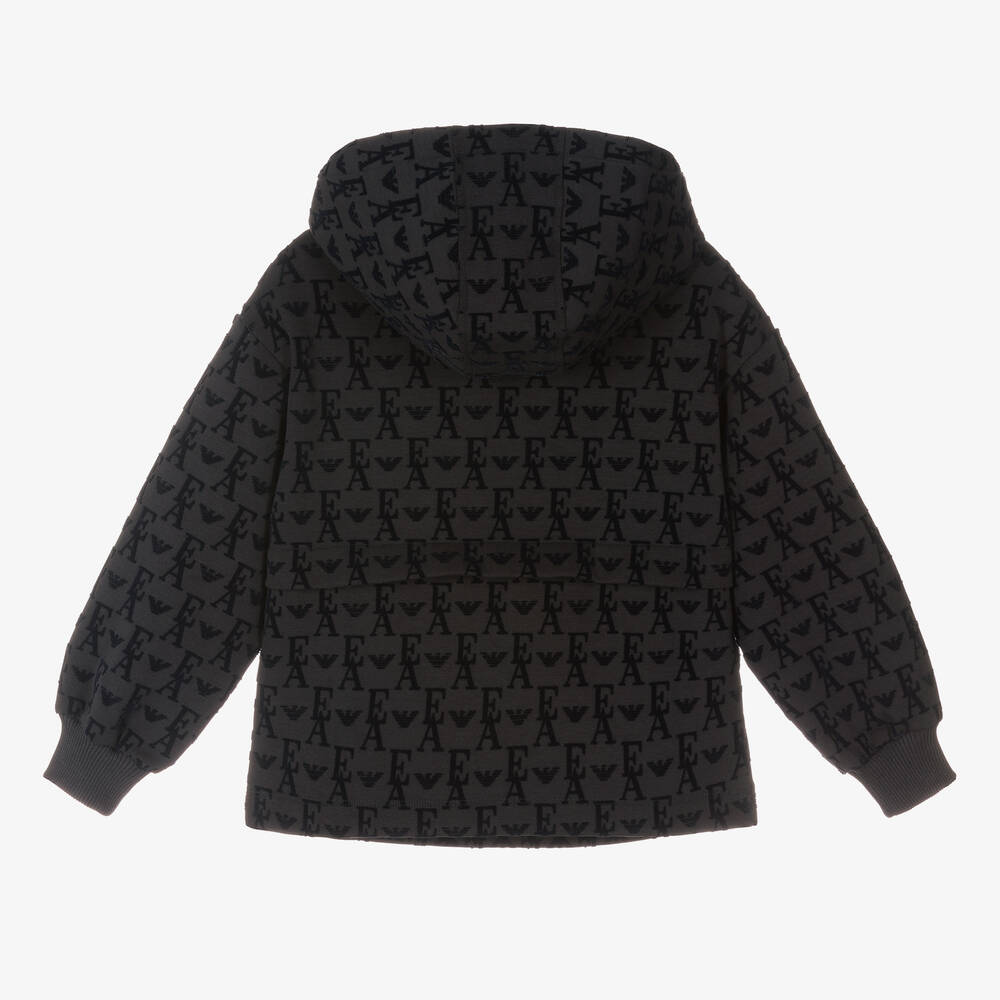 Emporio Armani-Girls Blue Cotton Hooded Top | Childrensalon Outlet